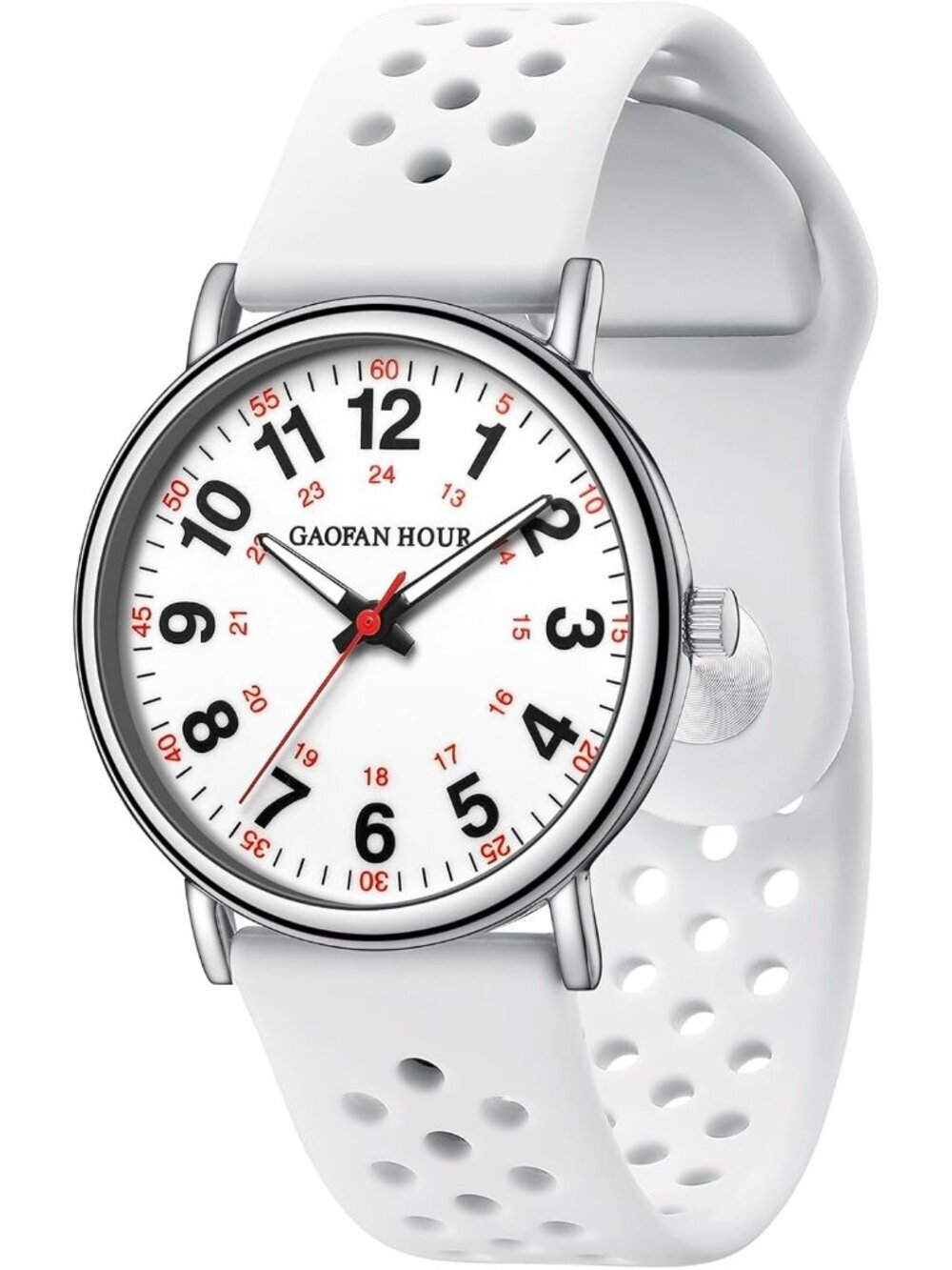 Women's All White Silicone Band Medical Professionals Luminous Waterproof Watch